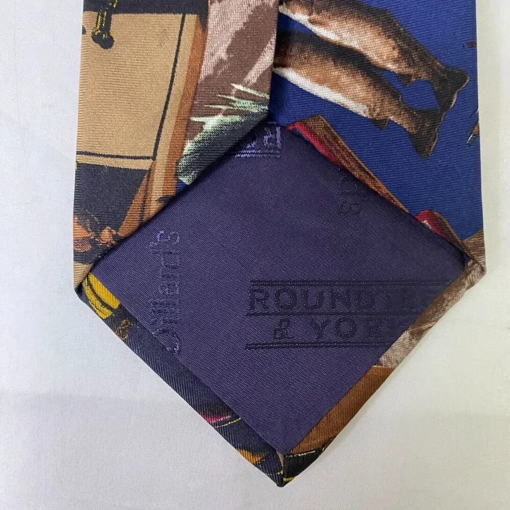 #6636 Roundtree & Yorke Fishing Multicolored Mens Necktie, Tie